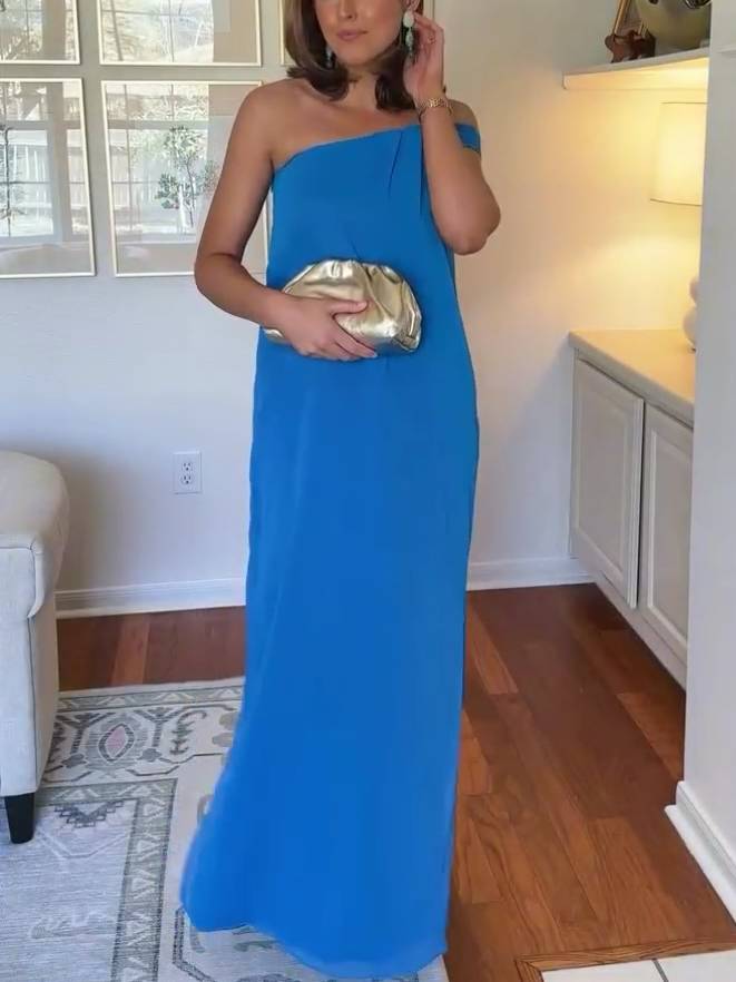 One-shoulder Side Slit Dress