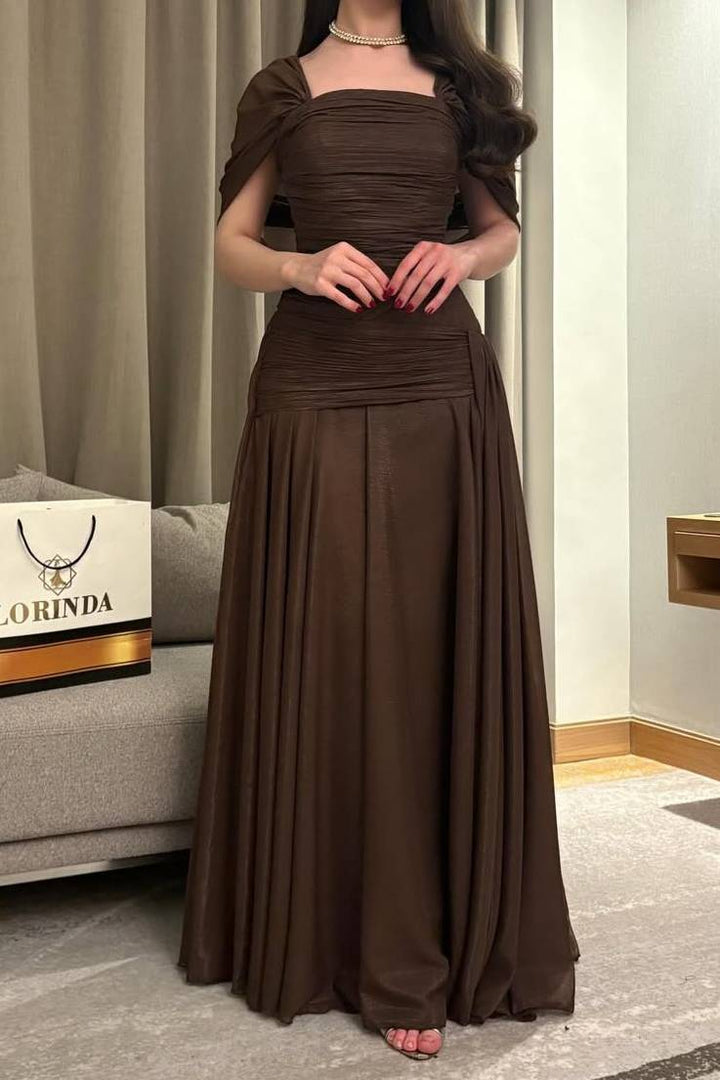 Pleated Design A- Line Maxi Dress