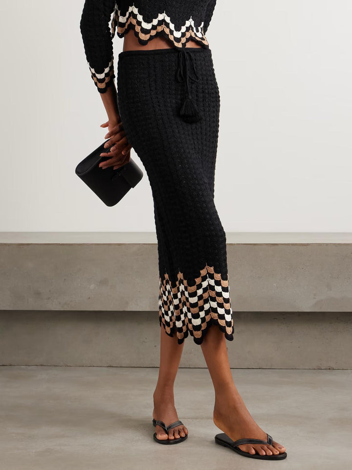 Exquisite  Crochet Scalloped Midi Skirt