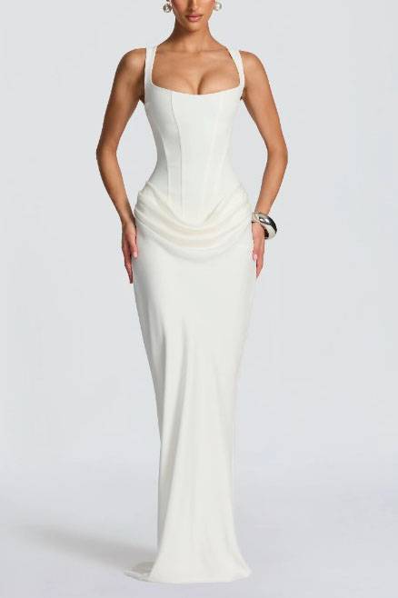 Sling Slim Fit Pleated Maxi Dress