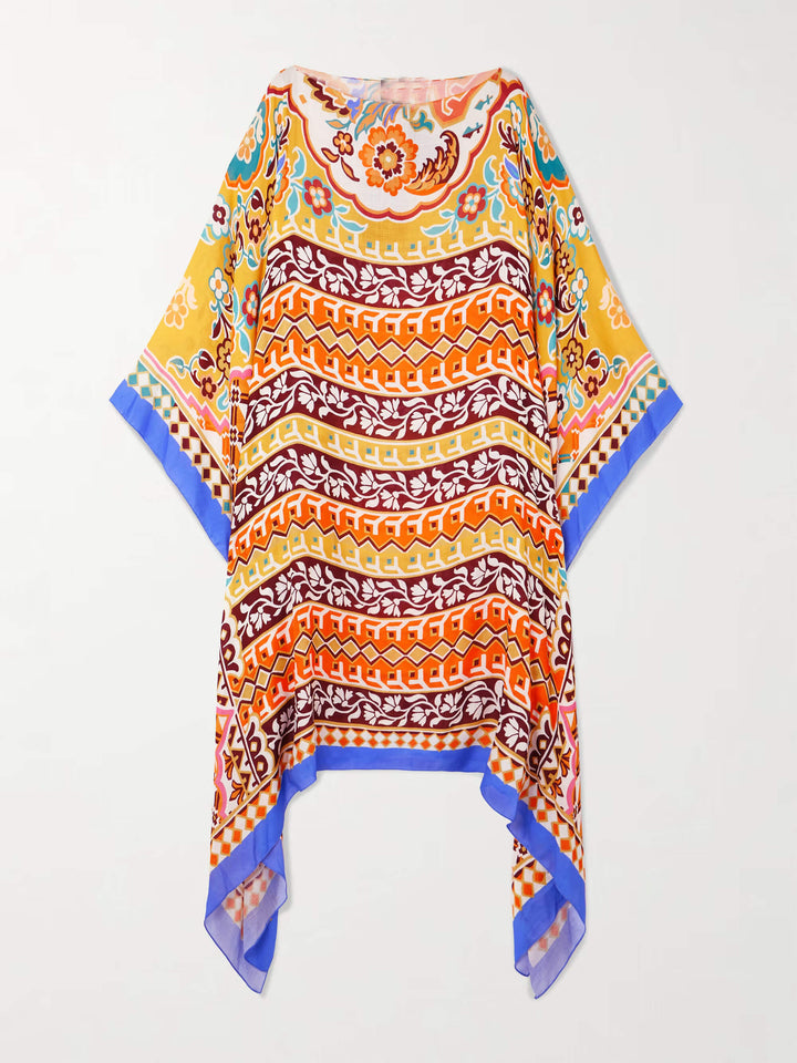Unique Asymmetric Printed Satin Midi Dress