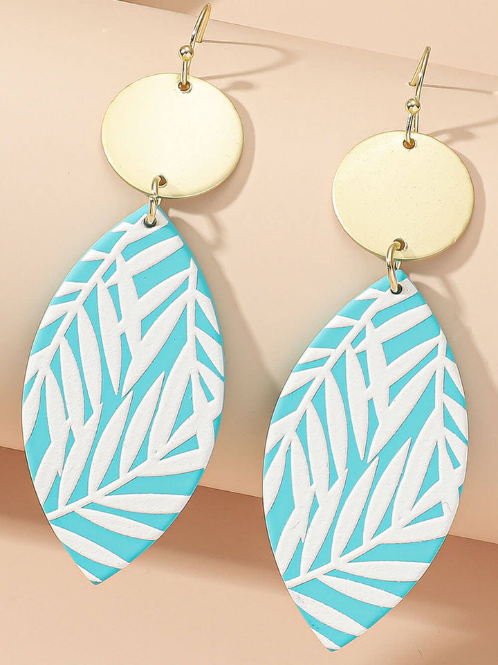 Temperamental And Versatile Leaf Pattern Print Earrings