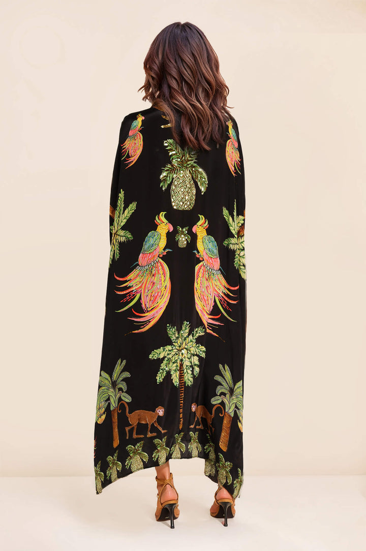 Unique Drop Shoulder Sleeve Coconut Tree Printed Dress