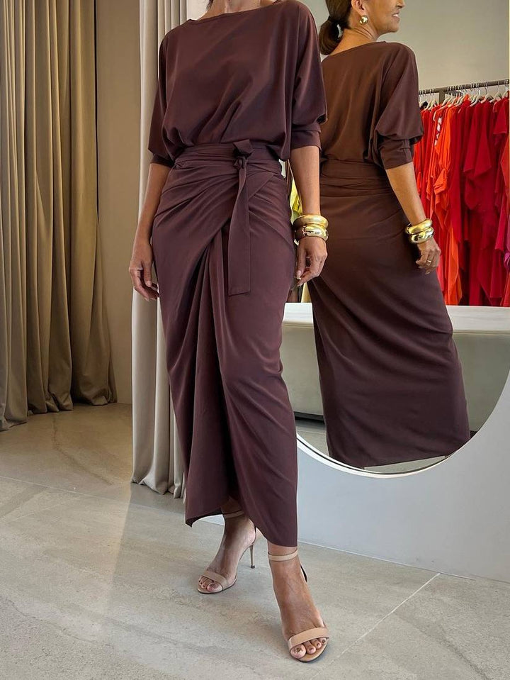 Shirt And Cross Strap Skirt Set-Shirt