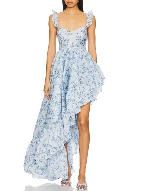 Irregular Hem Sling Floral Dress