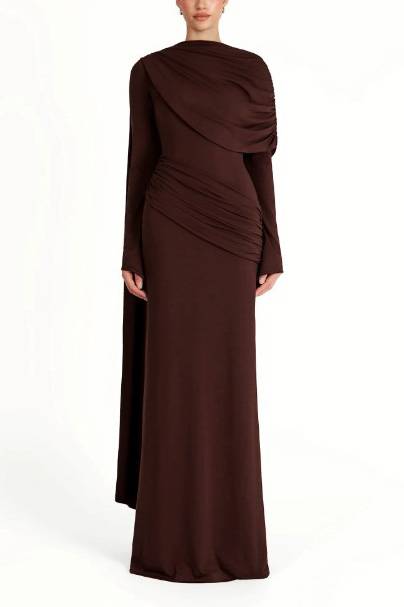 Pleated Ribbon Design Maxi Dress