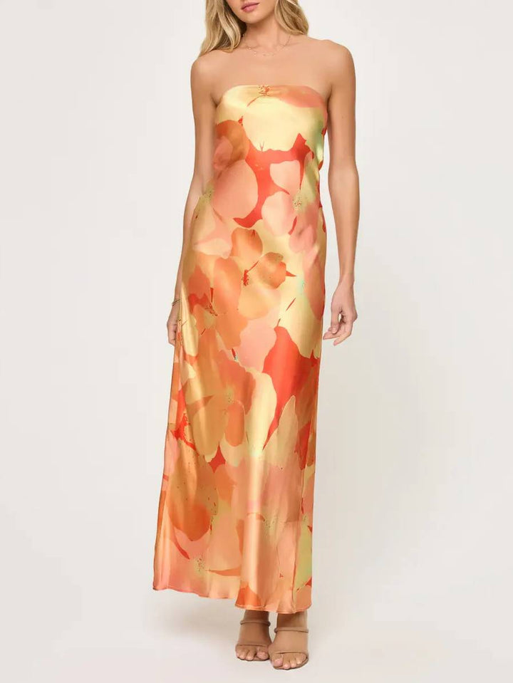 Tube Top Printed Maxi Dress
