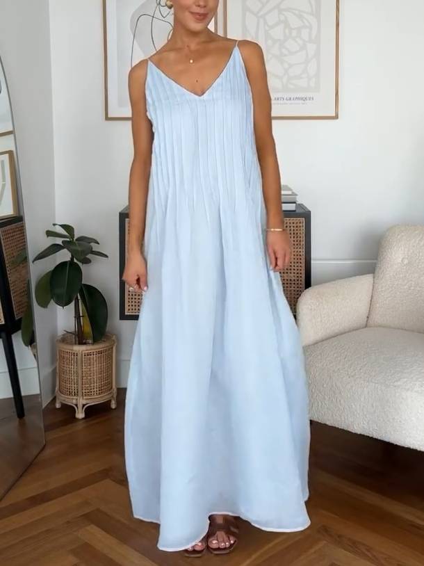 Holiday Style Pleated Sling Dress