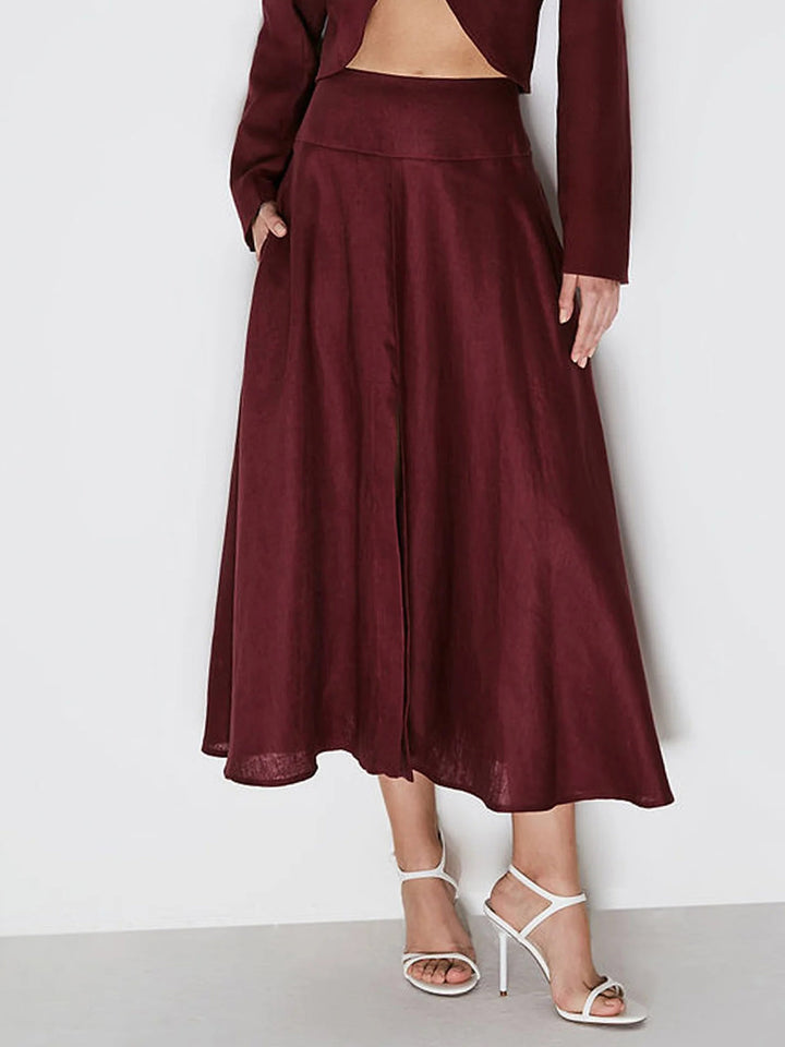 Elegant Front Slit A-line Skirt