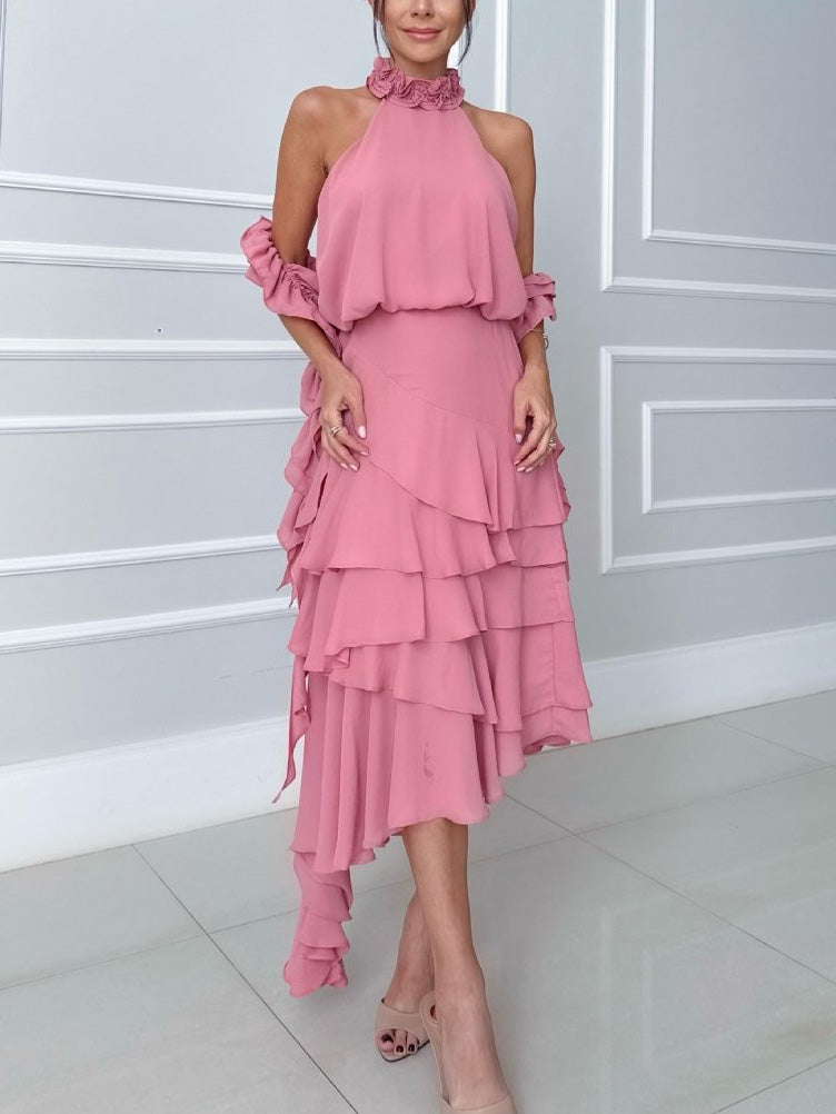 Elegant Asymmetrical Ruffled Skirt