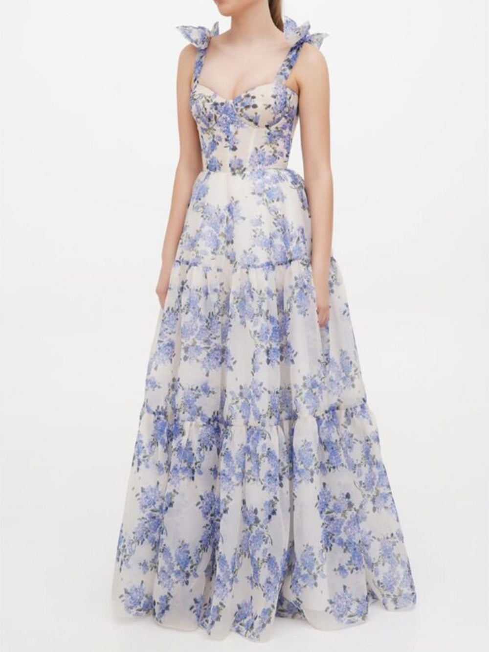 Floral Maxi Φόρεμα με γραβάτα