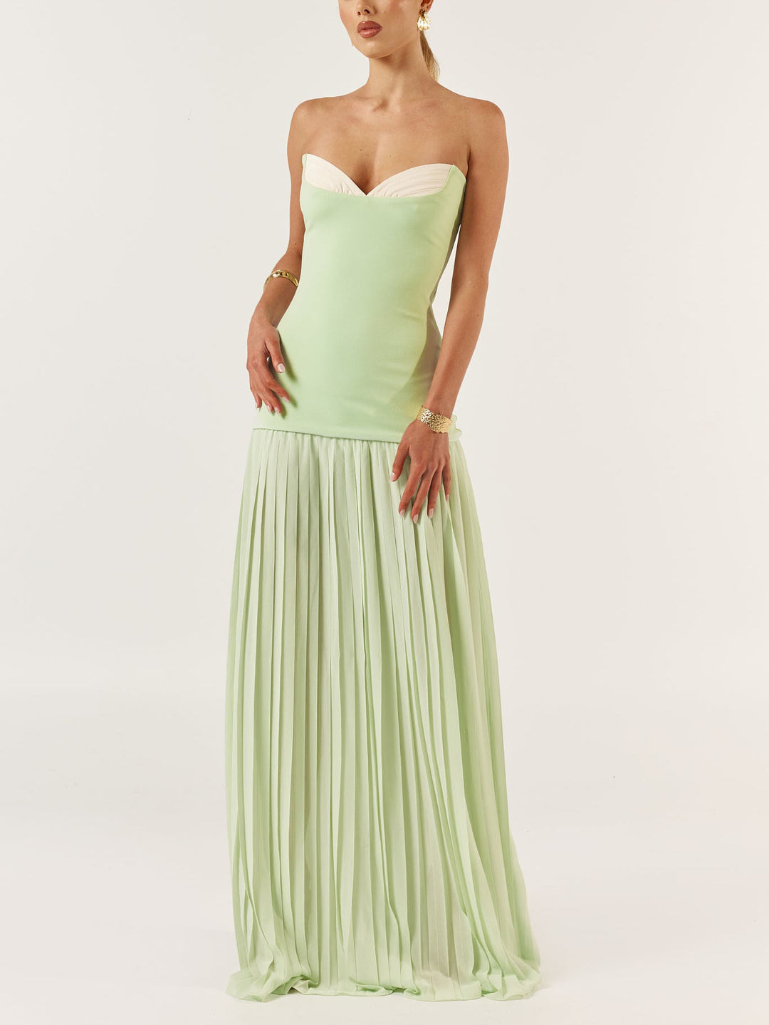 Elegant Sexy Strapless Pleated Maxi Dress