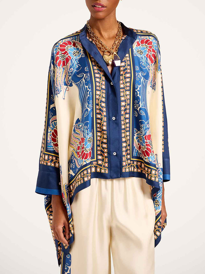Elegant Bohemian Print Kimono Shirt Two-Piece Set