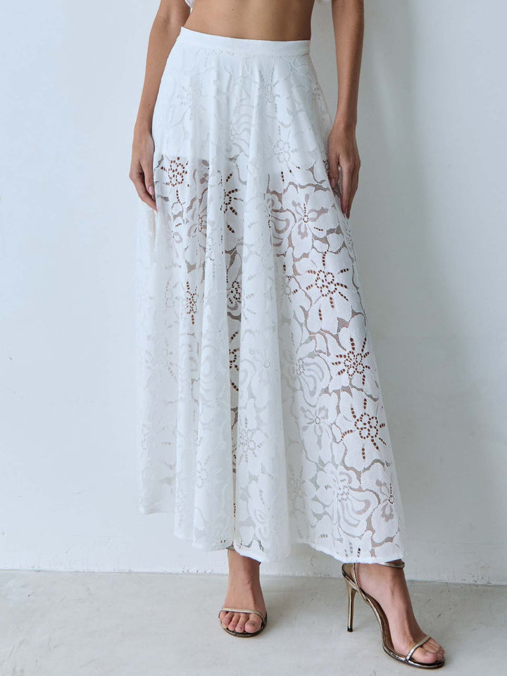 Elegant Lace Midi Skirt