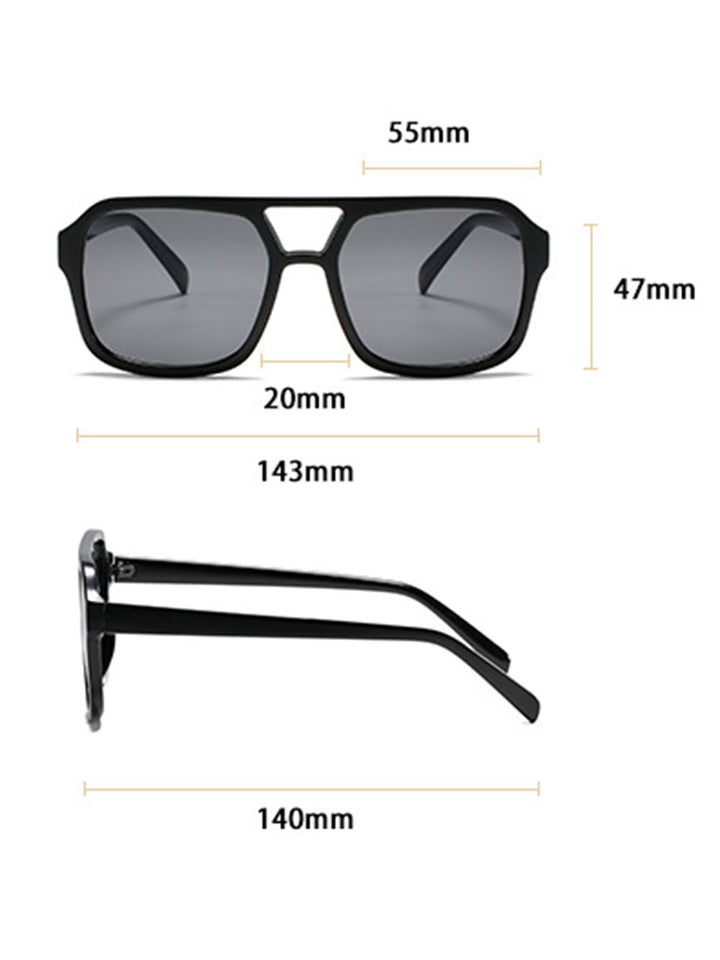 Stylish And Simple Double-Beam Large Frame Sunshade Sunglasses