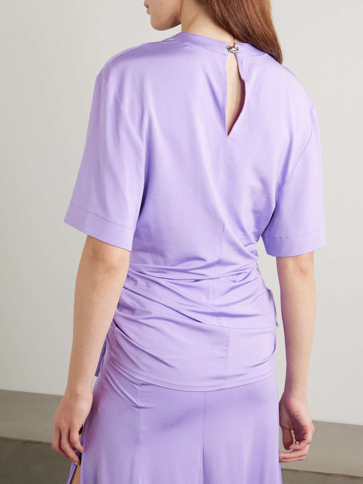 Modern Exquisite Knotted Pleated Stretch Jersey T-shirt