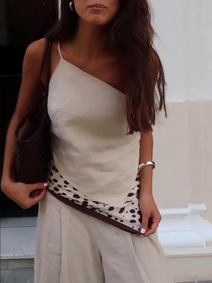 Classic One-Shoulder Backless Spaghetti Strap Top