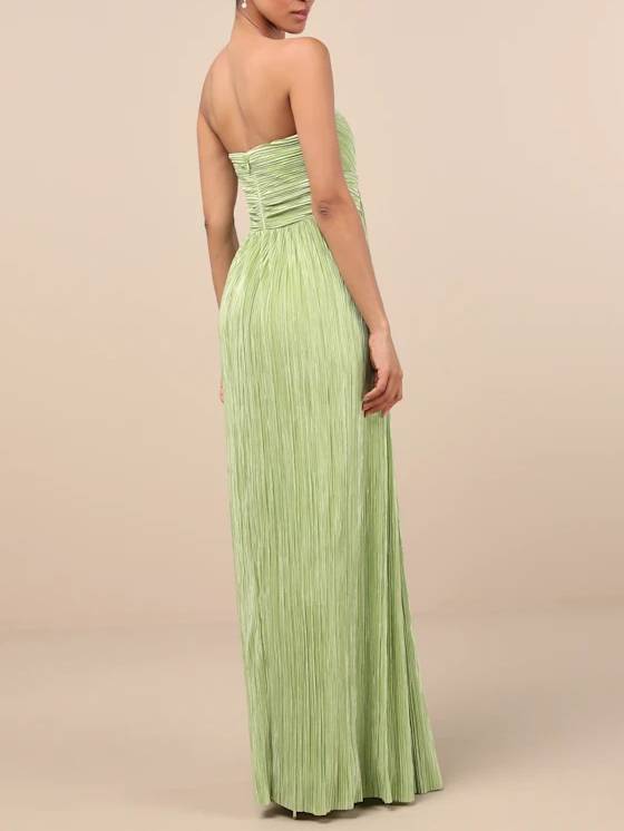 Tube Top Front Slit Dress
