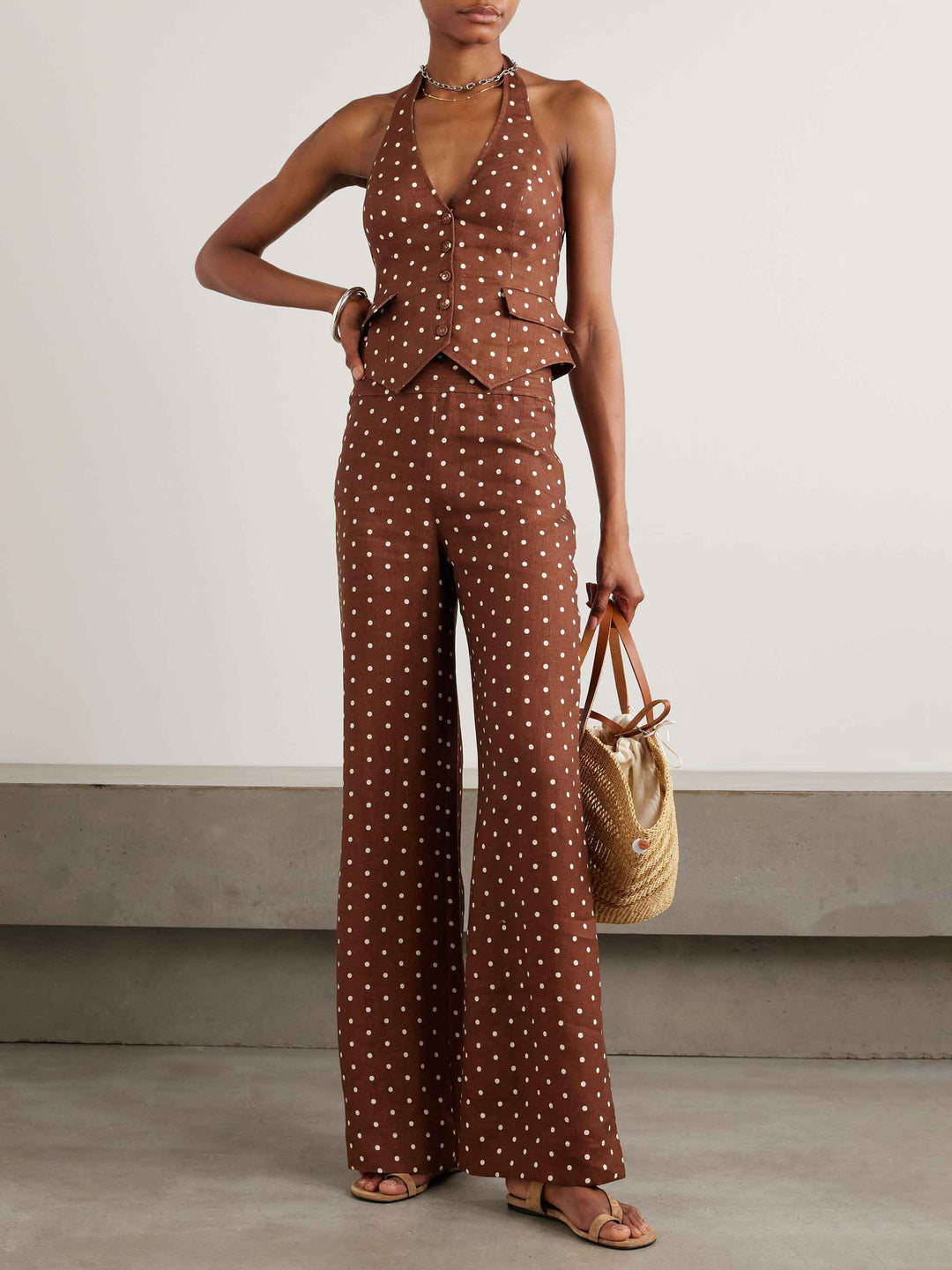 Exquisite Polka Dot Print Suit Pants
