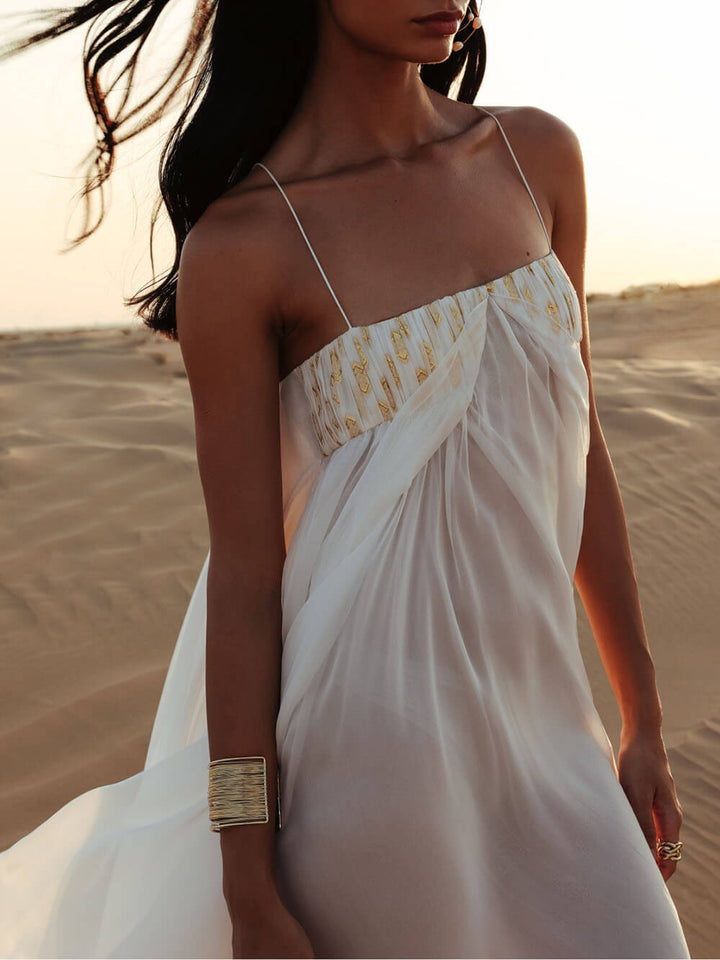 Desert Light Modern Unique Elegant Sequined Lace-Up Cape-Style Cover Up