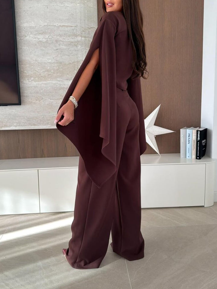 Exquisite Pleated High-Waist Pockets Straight-Leg Pants