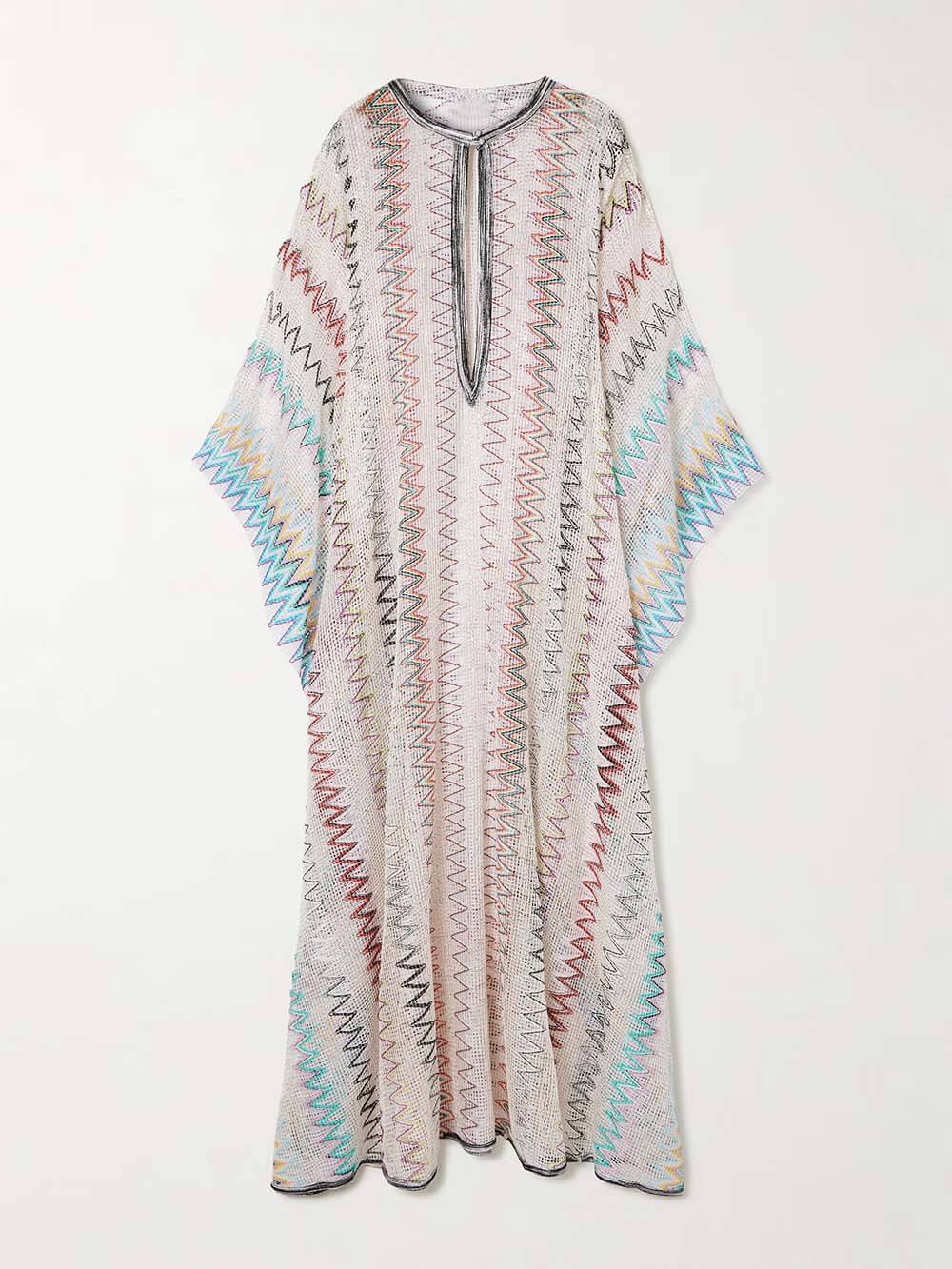 Casual Sequin Stripe Print Openwork Knit Maxi Dress