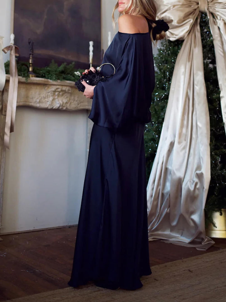 Exquisite Satin Off-Shoulder Loose Draped Blouse