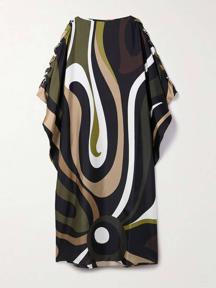 Casual Unique Printed Twill Patchwork Robe Dress