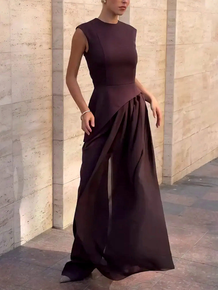 Elegant Asymmetrical Sleeveless Chiffon Cover Top