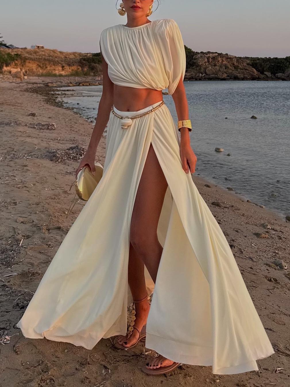 Elegant Pleated Irregular Short Tank Top