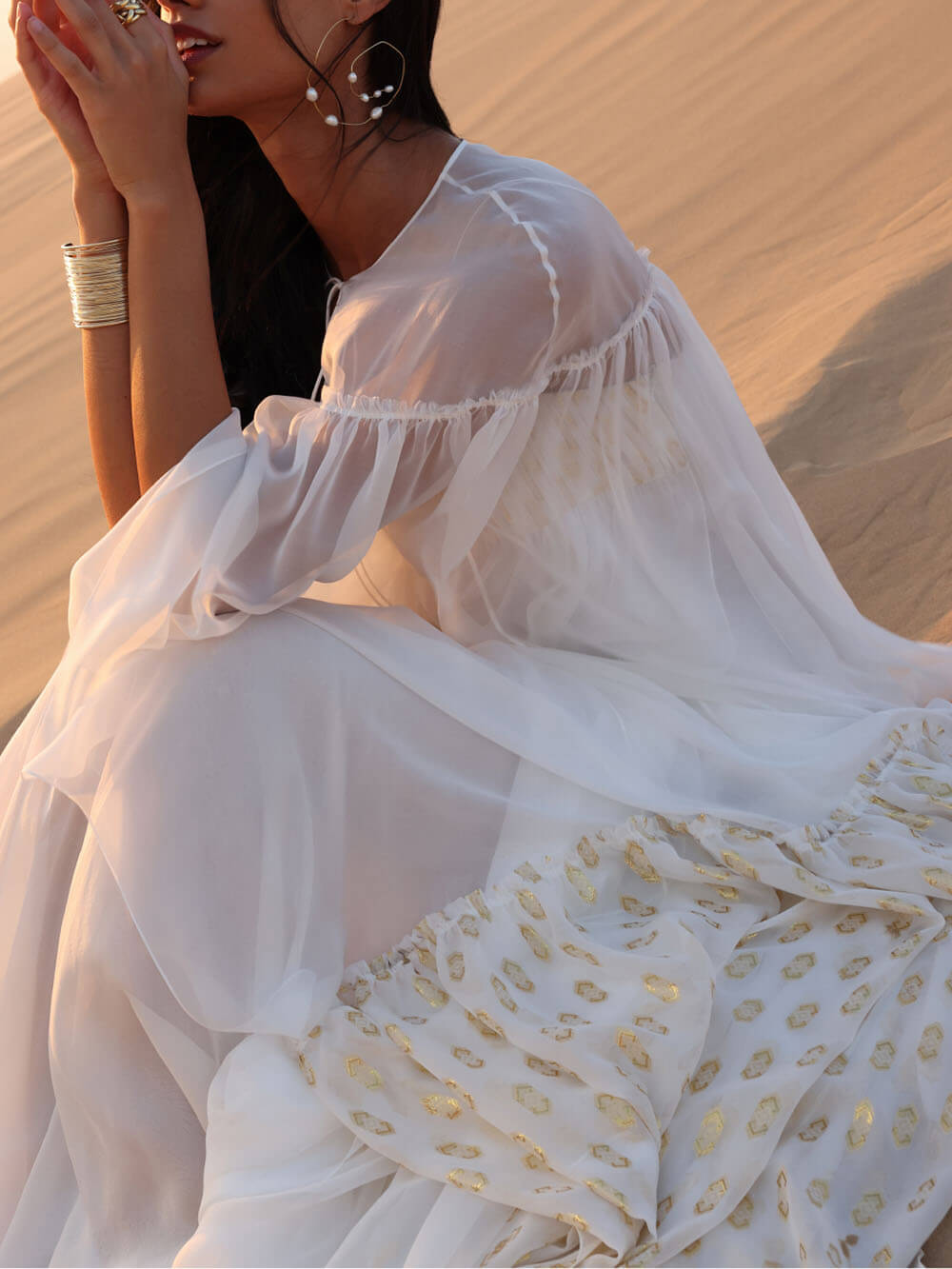 Desert Light Modern Unique Elegant Sequined Lace-Up Cape-Style Cover Up