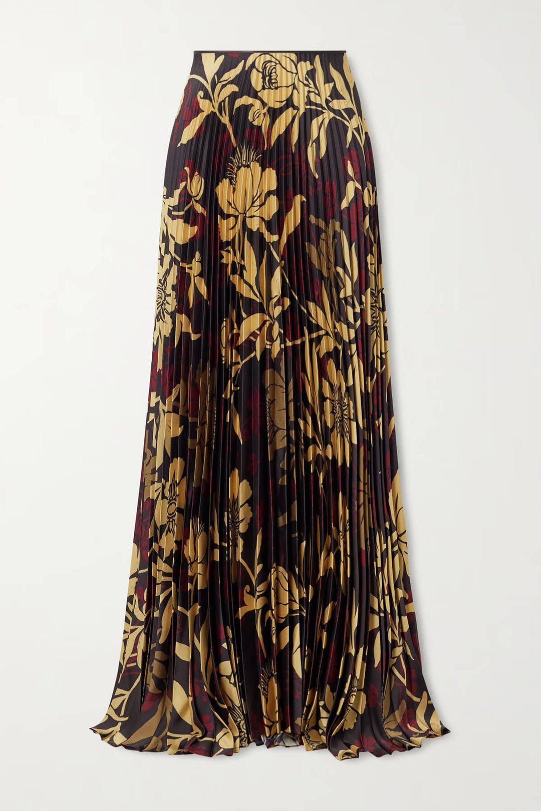 Elegant Satin Pleated Tank Top And Pleated Printed Twill Skirt Set