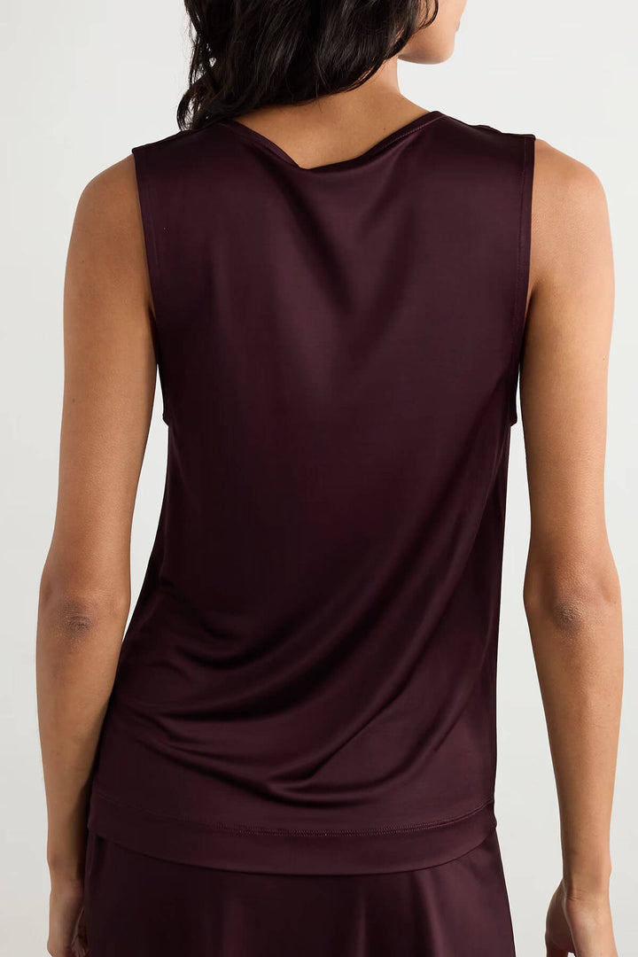 Elegant Satin Pleated Tank Top And Pleated Printed Twill Skirt Set