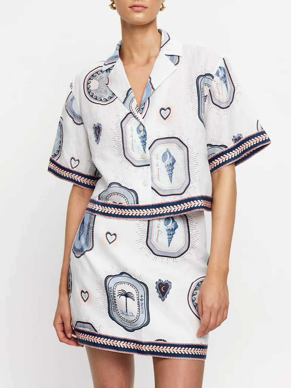 Retro Seashell Print A-line Mini Skirt