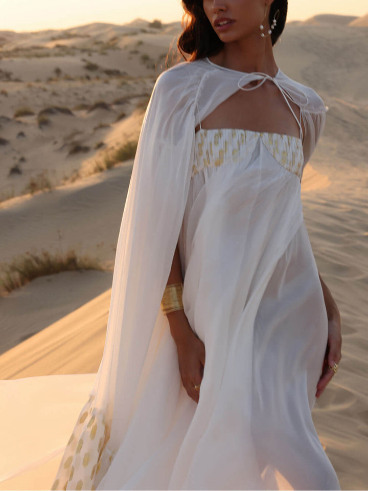 Desert Light Modern Unique Elegant Sequined Lace-Up Cape-Style Cover Up