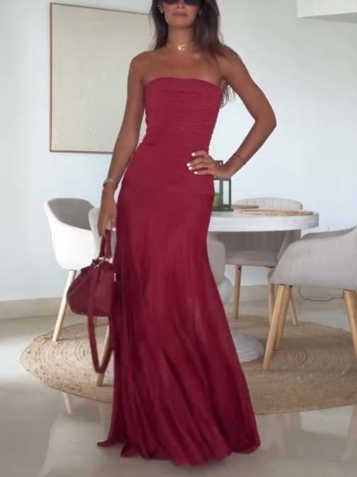 Slim-Fit Tube Top Knit Maxi Dress