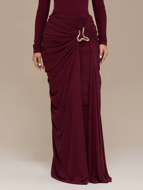 Elegant High-Neck Jumpsuit And Skirt Two-Piece Set