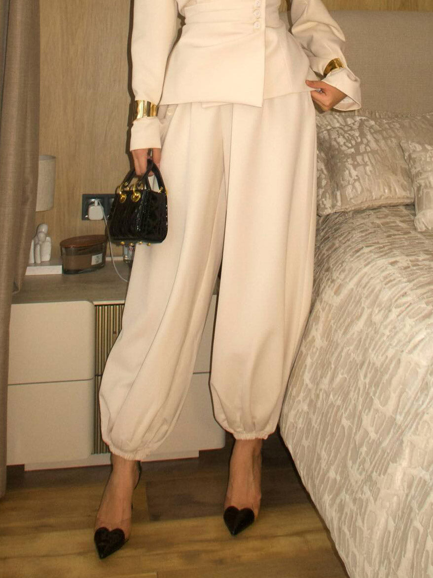 Elegant Asymmetrical Blazer Two-Piece Set