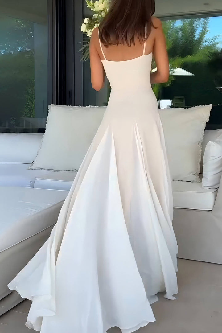 Abito maxi slip a trapezio in tulle con pannelli eleganti