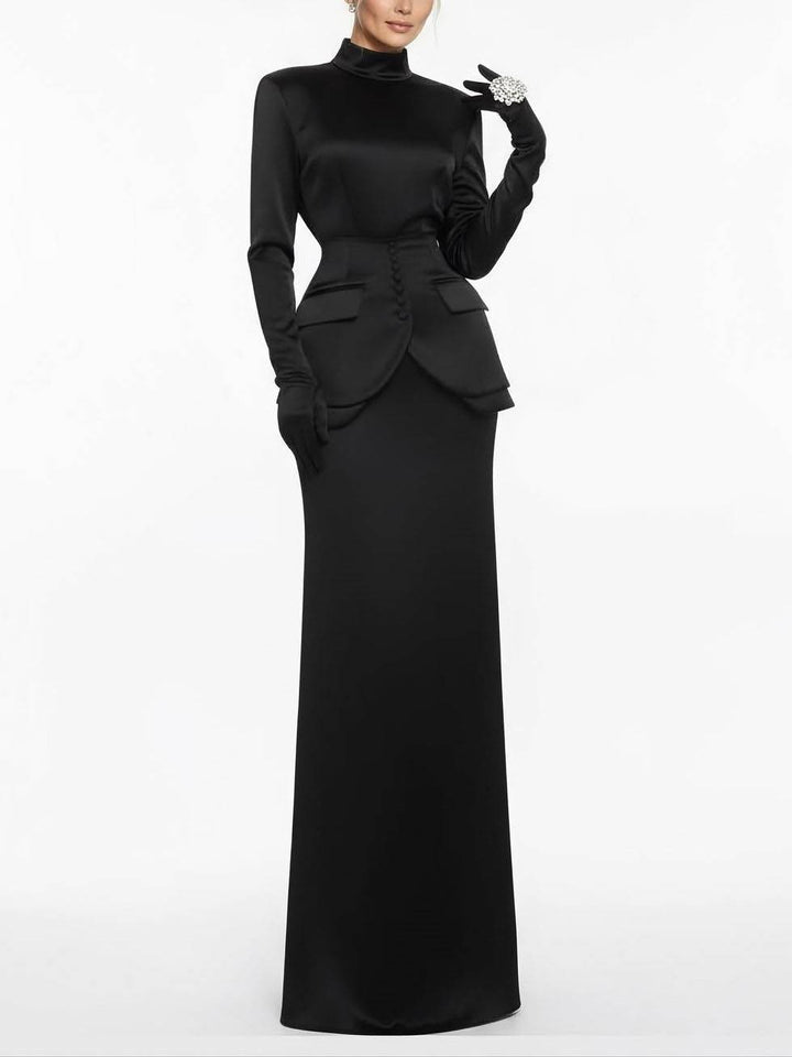 Long Sleeve Maxi DressWaist Belt Design Set