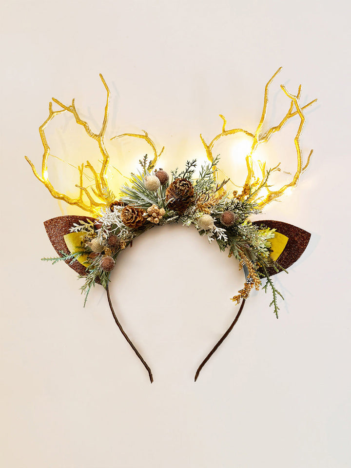 Pine Cone Christmas Reindeer Headband