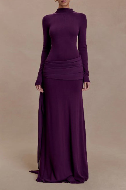 Pleated Ribbon Design Maxi Dress