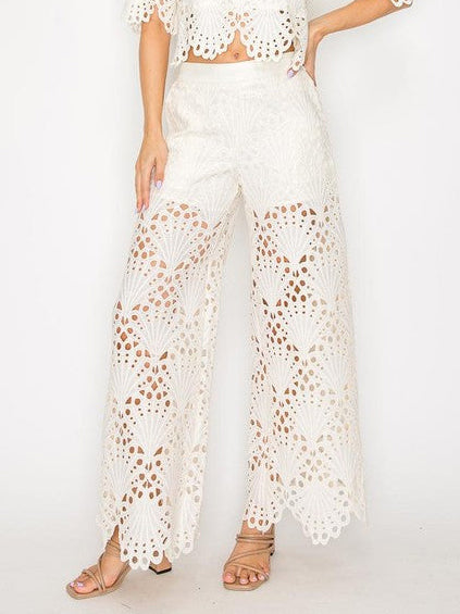Elegant Lace Cutout Pants