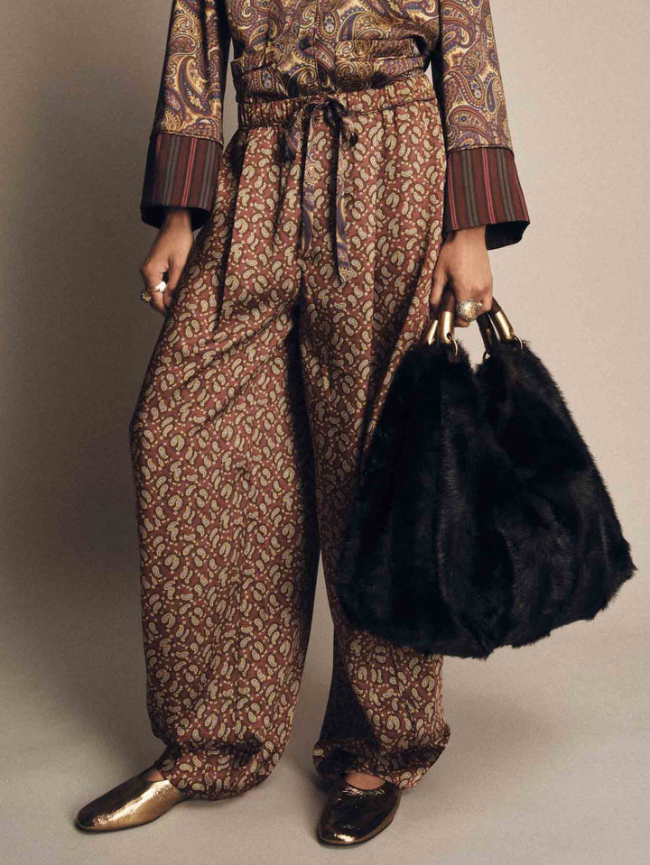 Retro Paisley Print Pants