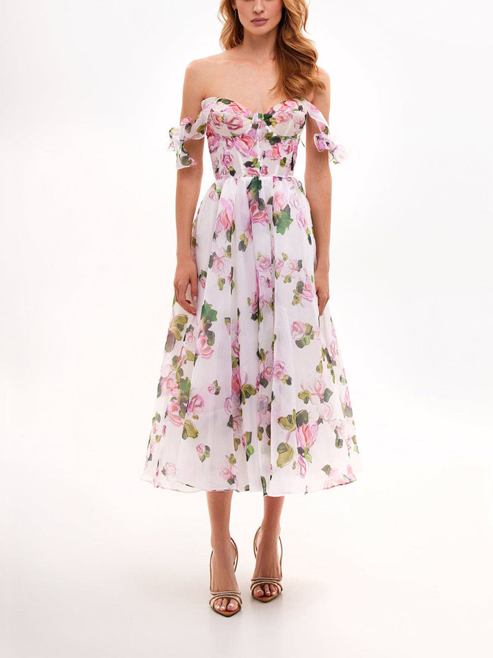 Vestido midi floral delicado com alças