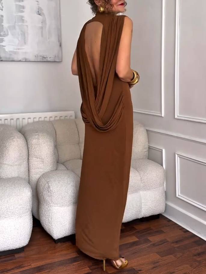 Elegant Back Unique Design Minimalist Maxi Dress