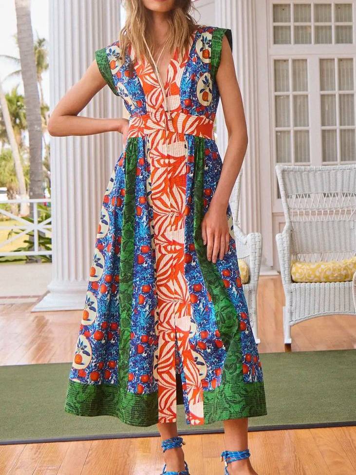 Unique Printed Sleeveless Dress