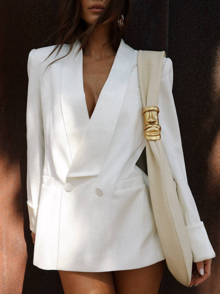Long Sleeve Blazer And Shorts Suit