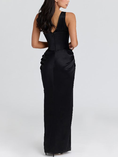 Corset Pleated Maxi Dress