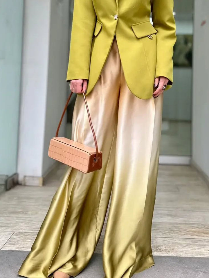 Elegant Gradient Satin Wide-leg Pants